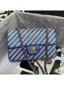 Chanel Raffia Small Flap Bag AS2418 Blue/Black 2021