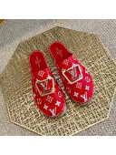 Louis Vuitton Monogram Canvas Espadrille Flat Mules with Square LV Buckle Red 2021