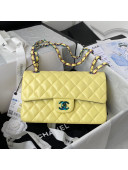 Chanel Lambskin & Rainbow Metal Small Flap Bag A01113 Yellow 2021 
