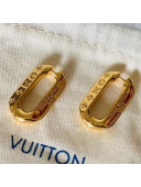 Louis Vuitton LV Edge Monogram Metal Hoop Earrings Gold 2021