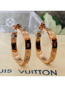Louis Vuitton LV Edge Monogram Metal Hoop Earrings Rose Gold 2021