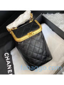 Chanel Quilted Leather Vertical Kiss-Lock Bag Black/Gold 2020