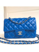 Chanel Lambskin Mini Flap Bag A69900 Blue 2021(Silver-Tone Metal)