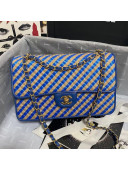 Chanel Raffia Medium Flap Bag AS2419 Blue/Black 2021