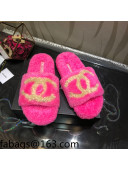 Chanel CC Wool Flat Slide Sandals Pink 2021