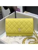 Chanel Quilted Calfskin Stone CC Wallet on Chain WOC AP2021 Yellow 2021