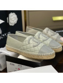 Chanel CC Quilted Lambskin Espadrilles Light Gray 2021 34