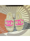Chanel CC Wool Flat Slide Sandals Beige 2021