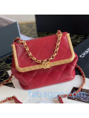 Chanel Quilted Leather Kiss-Lock Bag AS1886 Red/Gold 2020