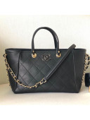 Chanel Patchwork Quilted Leather CC Shopping Tote Bag Black 2019