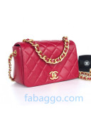 Chanel Shiny Quilted Lambskin Flap Bag AS1895 Red 2020