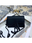 Dior Saddle Nano Pouch Chain Mini Bag in Black Ultramatte Calfskin 2020