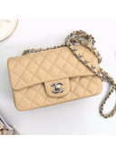 Chanel Lambskin Mini Flap Bag A69900 Apricot 2021(Silver-Tone Metal)