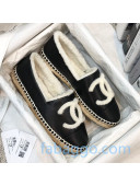 Chanel Lambskin Wool CC Flat Espadrilles Black 2020