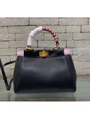 Fendi Peekaboo Mini Braided Handle Bag Black/Pink 2018