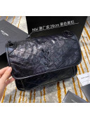 Saint Laurent Medium Niki Chain Bag in Crinkled Leather 498894 Black 2021