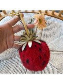 Fendi Mink Fur Strawberry Pom-Pom Bag Charm Red 2019