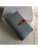 Celine Palm-Grained Leather Passport Wallet Grey/Red 2022 01