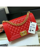 Chanel Quilted Original Haas Caviar Leather Medium Boy Flap Bag Red/Gold (Top Quality)