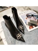 Balenciaga Lambskin BB Heeled Short Boots 8.5cm Black 2021
