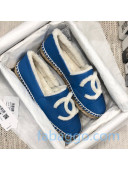 Chanel Lambskin Wool CC Flat Espadrilles Blue 2020