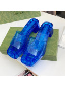 Gucci Transparent Rubber Slide Sandals Blue 2021 