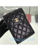 Chanel Quilted Leather Phone Holder with Metal Ball Charm AP1469 Black 2020
