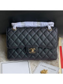 Chanel Small Classic Quilted Iridescent Grained Calfskin Flap Bag Black 2019