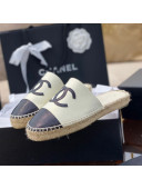 Chanel CC Shiny Lambskin Espadrille Slide Sandals White 2021 46