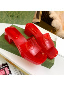Gucci Transparent Rubber Slide Sandals Red 2021 