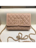 Chanel Grined Calfskin CC Filigree Wallet on Chain WOC Bag A84451 Nude 2018