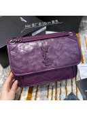 Saint Laurent Medium Niki Chain Bag in Crinkled Leather 498894 Purple 2021