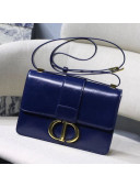 Dior 30 Montaigne Vintage Waxed Leather Flap Bag Midnight Blue 2019