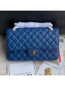 Chanel Classic Quilted Iridescent Grained Calfskin Flap Bag Blue 2019