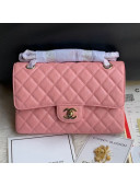 Chanel Small Classic Quilted Iridescent Grained Calfskin Flap Bag Pink 2019