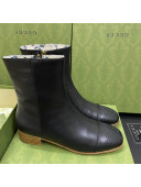 Gucci Calfskin Short Boot with Double G Toe Black 2021