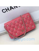 Chanel Lambskin Wallet on Chain WOC with Metal Charms AP1579 Pink 2020