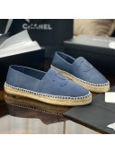 Chanel CC Shiny Lambskin Espadrilles Blue 2021 55