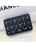 Chanel Lambskin Wallet on Chain WOC with Metal Charms AP1579 Black 2020