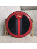 Gucci Suede Ophidia Mini Round Shoulder Bag 550618 Deep Blue/Red 2018