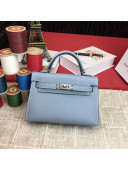 Hermes Mini Kelly 2 Handbag in Original Epsom Leather Pale Blue (Half Handmade)