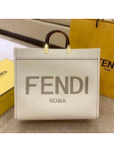 Fendi Sunshine Shopper Leather Tote Bag White 2020