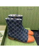 Gucci GG Denim Short Boot with Double G Toe Blue 2021