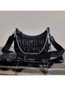 Prada Re-Edition 2005 Ruffled Lambskin Shoulder Bag 1BH204 Black 2020