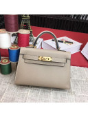 Hermes Mini Kelly 2 Handbag in Original Epsom Leather Light Grey (Half Handmade)