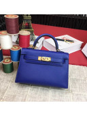Hermes Mini Kelly 2 Handbag in Original Epsom Leather Electric Blue (Half Handmade)
