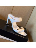 Chanel Chain Leather Sandals 8cm White 2021