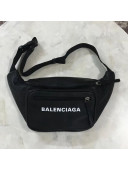 Balen...ga Calfskin Logo Print Small Belt Bag Black 2018