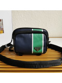 Prada Men's Striped Leather Cross-Body Bag 2VH043 Black/Green 2020