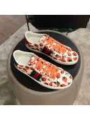 Gucci Ace Leather Sneaker with Gucci Strawberry Print ‎387993 2019